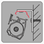 Hier wird gezeigt wie die Cassetta Kettenzugtechnik in den Träger eingeklickt wird. Dafür ist die Technik als Querschnitt zu sehen.
